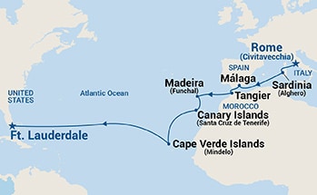 18-Day Moroccan Passage Itinerary Map